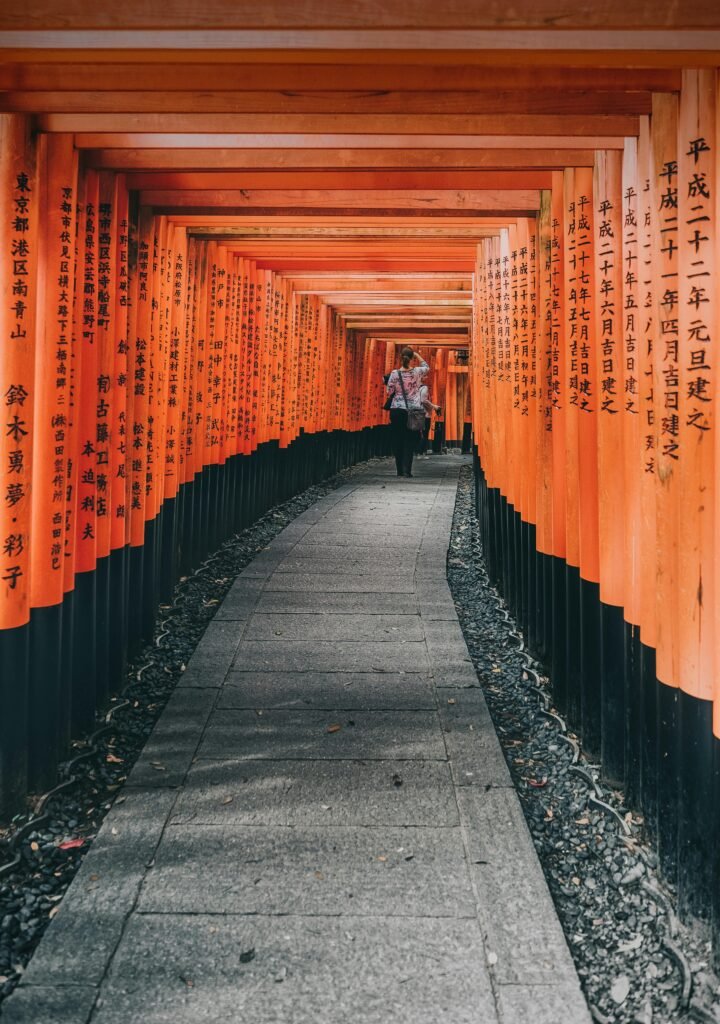 Japan Itinerary Day: Walking through the iconic torii gates of Fushimi Inari Shrine in Kyoto