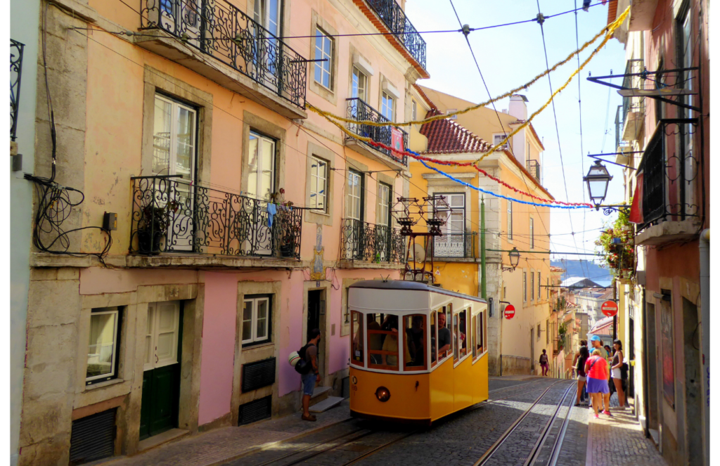 all-together A classic yellow tram in Lisbon