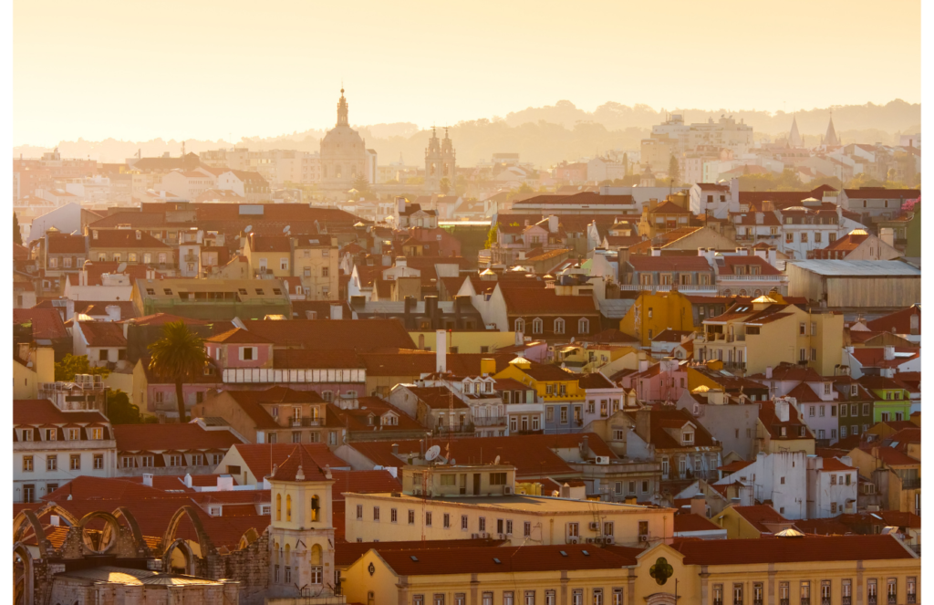 campo-de-ouriue Lisbon, Portugal City Skyline at sunset