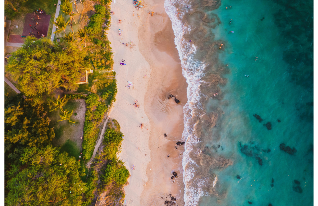 Aerial View of Tropical Beach in Maui, Hawaii