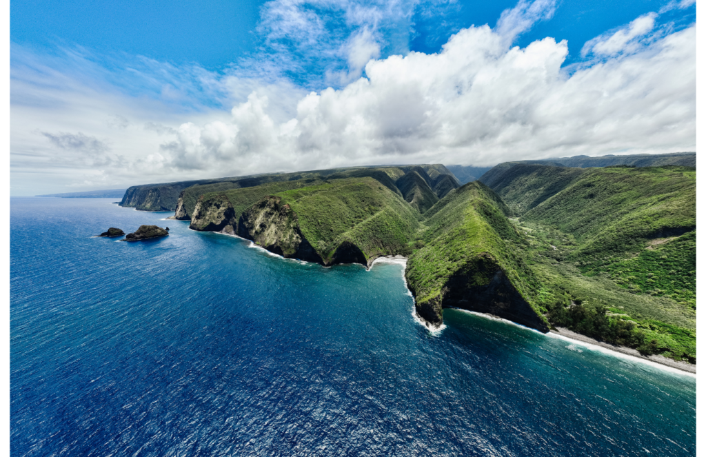 White and Light Simple Presentation (25) Aerial View of Cliffs at the Hamakua Coast, Big Island, Hawaii