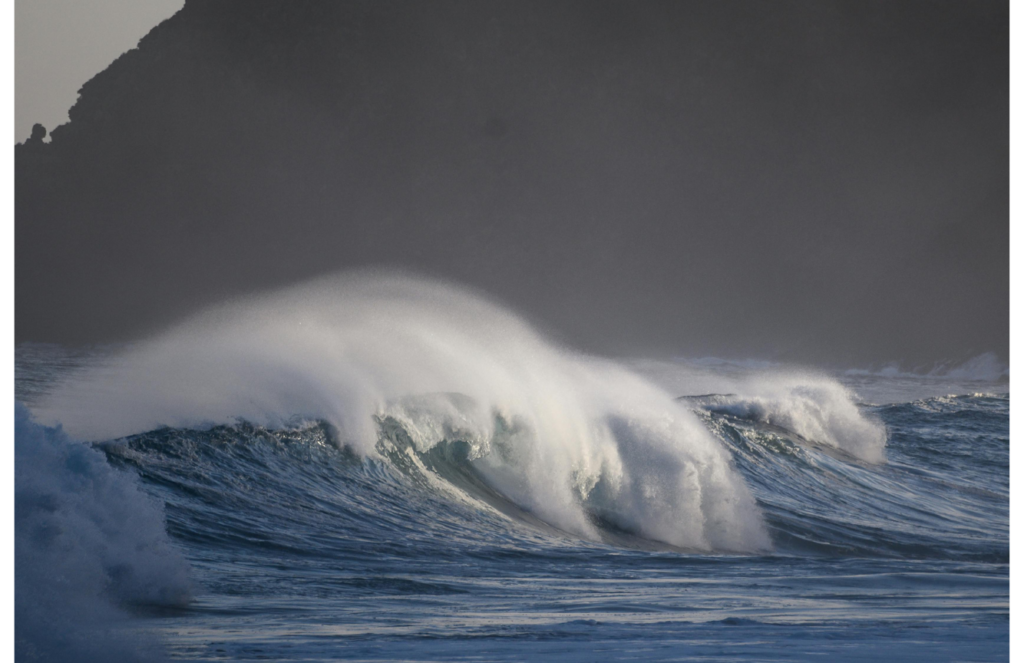 White and Light Simple Presentation (30) Waves by the Cliff of the Hawaiian Island Kauai